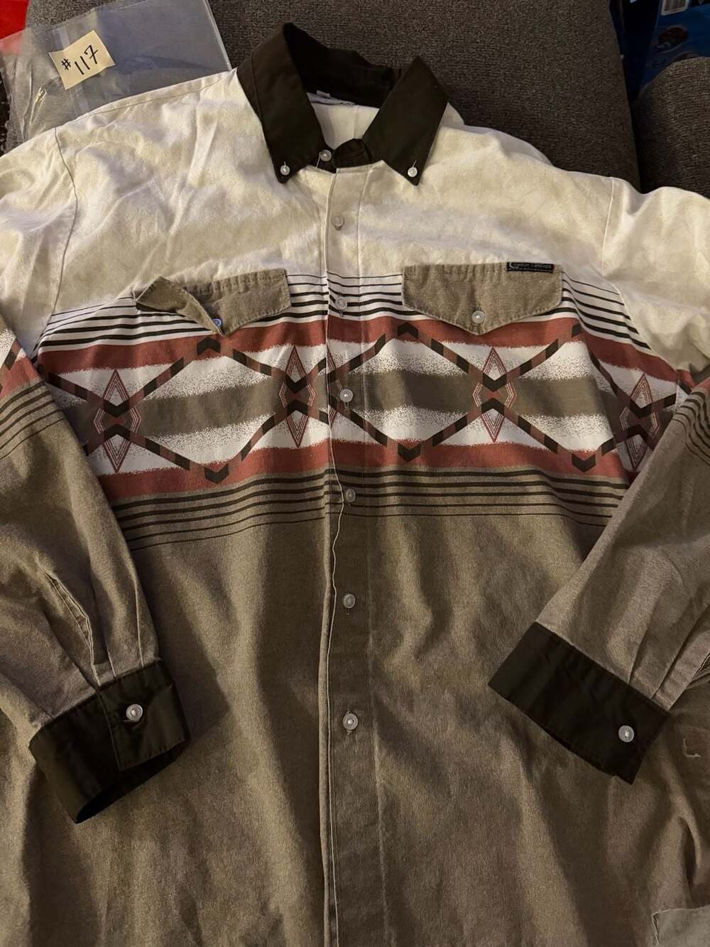 Cowboy Threads Southwestern Aztec Western Shirt Size L Long Sleeve